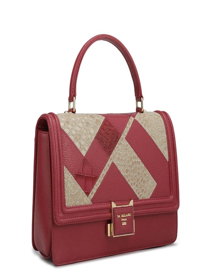 Da Milano Leather Satchel Bag for Women - Purple & Frost - Image 2